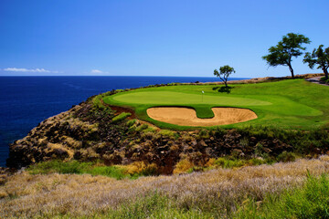 Hawaiian golf overlooking the Pacific Ocean.  