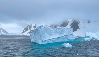 Antarctica landscape showing glaciers and climate change