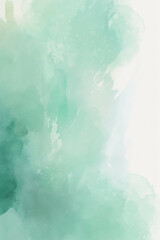 Green abstract watercolor texture background. Green watercolour brush pattern. Pastel color background in paper art style.