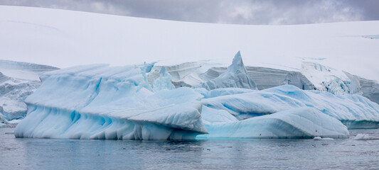 Antarctica landscape showing glaciers and climate change