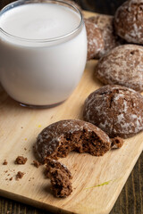 Fresh chocolate gingerbread and mill milk