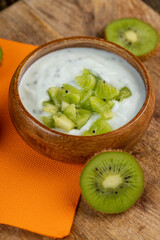 fresh yogurt made from natural ingredients with kiwi