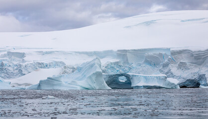 Antarctica landscape showing glaciers and climate change