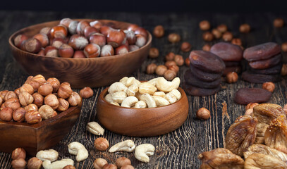 peeled cashew nuts close-up on the table