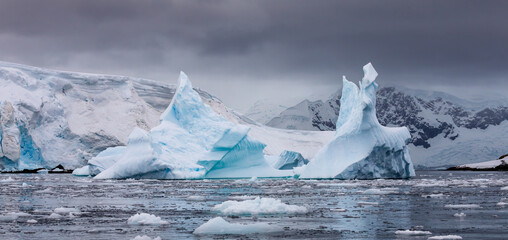 Antarctica landscape showing glaciers and climate change