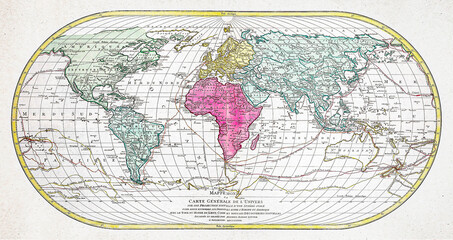 Fototapeta na wymiar Mappe Monde ou Carte ge?ne?rale de l'Univers (1782) by Mathieu Albert Lotter.
