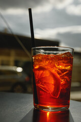 A Glass of Italian Aperol Spritz Cocktail.