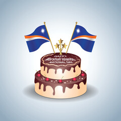 Marshall Islands National Day with a Cake .Vector Illustration