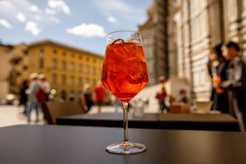 A Glass of Italian Aperol Spritz Cocktail.