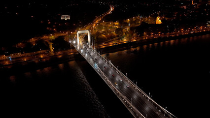 Fototapeta na wymiar Elisabeth Bridge Illuminated, A Breathtaking Aerial Night Perspective in Budapest, Hungary