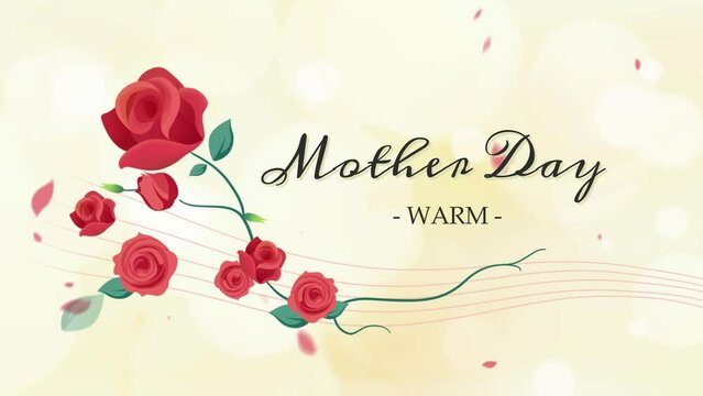 Happy Mother's day greeting animation text, lettering with flower ornament in pink background, for banner, social media feed wallpaper stories
