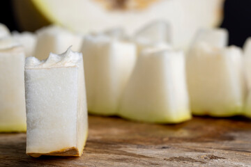 Sliced ripe melon , close up