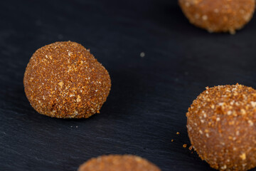 delicious round chocolate candy made of cocoa and sugar