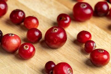 Red ripe cranberries harvested in swamps