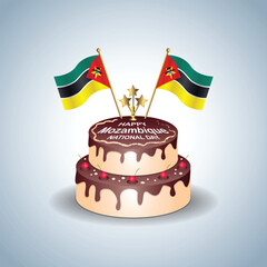 Mozambique National Day with a Cake .Vector Illustration