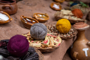 Fototapeta na wymiar Peruvian wool thats been dyed