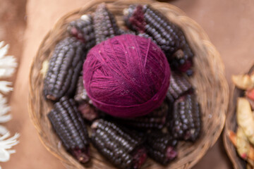 Black Peruvian Corn made into yarn