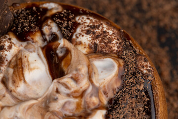 Fresh Yogurt with added chocolate for chocolate flavor