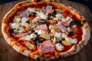 Ham and artichoke pizza