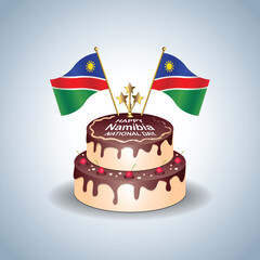 Namibia National Day with a Cake .Vector Illustration