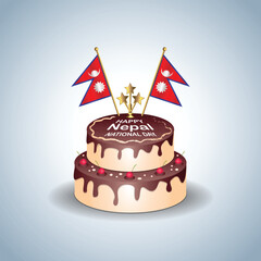 Nepal National Day with a Cake .Vector Illustration