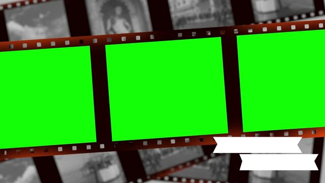 blank film roll with green screen
