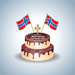 Norway National Day with a Cake .Vector Illustration