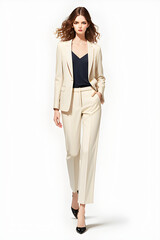 Fashion illustration sketch of trendy woman in elegant stylish business look