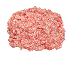 Raw fresh minced meat isolated on white, top view