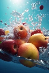Fototapeta na wymiar fruit food fresh water green drop strawberry background bubble vitamin healthy. Generative AI.