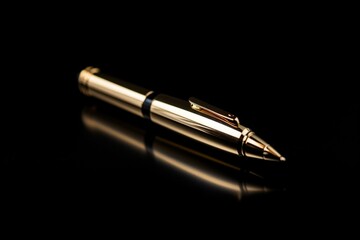 Isolated Gold Ballpoint Pen for Business Writing with Ink. Generative AI
