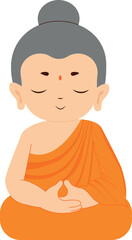 Flat Monk Illustration