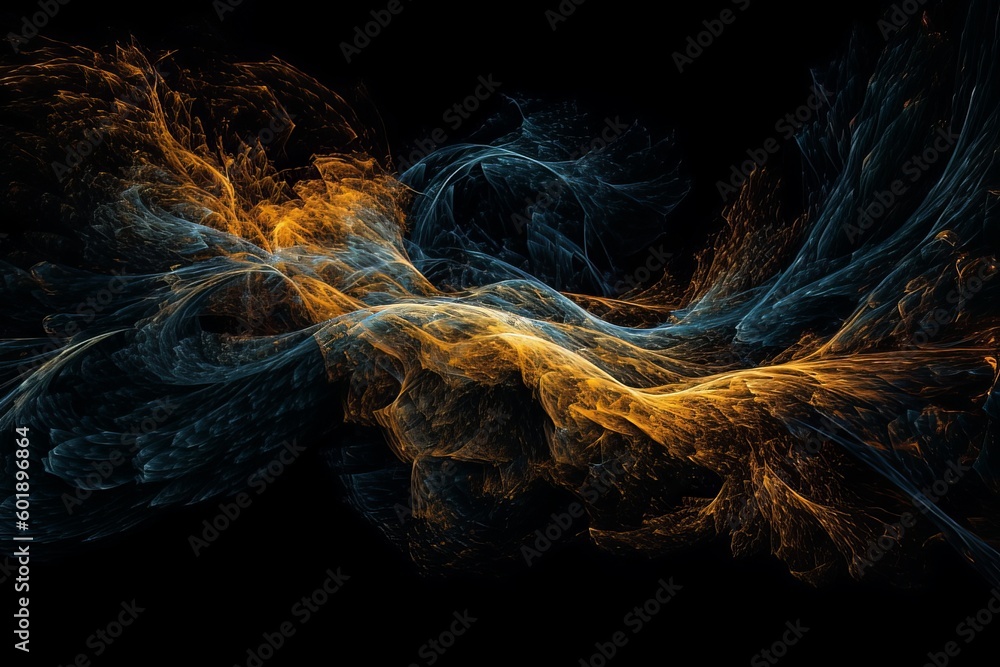 Wall mural abstract luminous energy flow wave isolated on black background made with generative ai