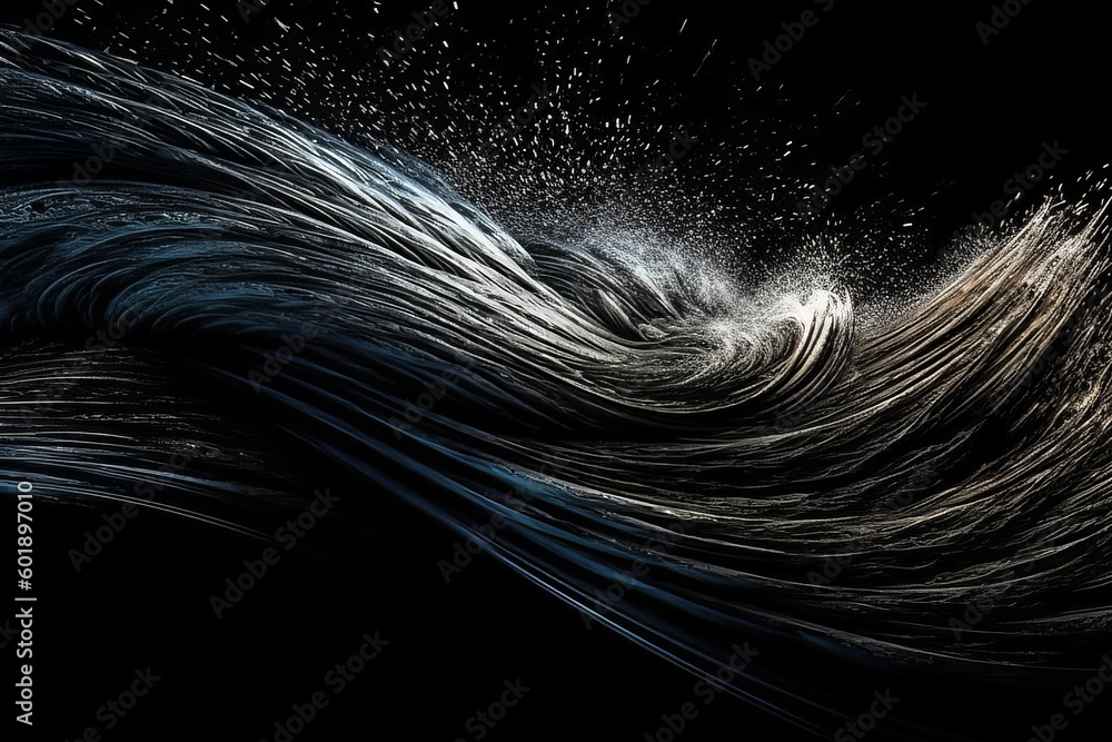 Wall mural abstract energy flow wave isolated on black background made with generative ai