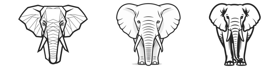 Vector elephant logo set. Elephant icon on white background