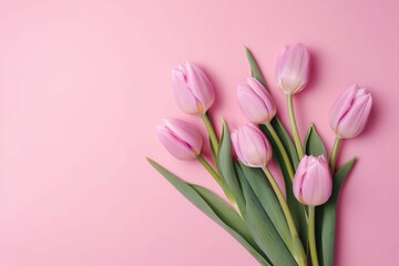 Obraz na płótnie Canvas Beautiful Composition Spring Flowers. Bouquet Of Pink Tulip. Generative AI.