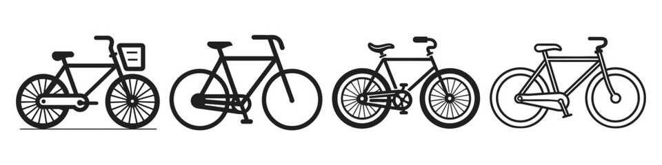 Bicycles logo, icon set. Vector bycicle set on white background