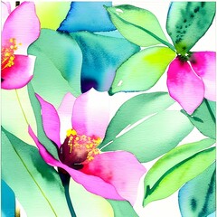 Watercolor flowers abstract print