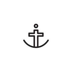 Obraz premium Sea Anchor Tool Outline Icon