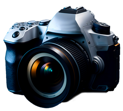 camara fotografica profesional hd, hiperrealista, fotografia, fondo blanco, generativa IA, Lente 55 mm