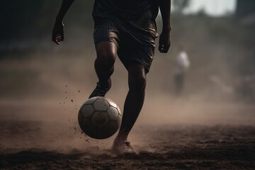 Naklejka premium sport foot football game kick ball goal soccer competition stadium. Generative AI.
