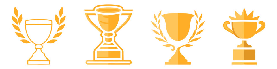Trophy icons on white background. Vector illustration.