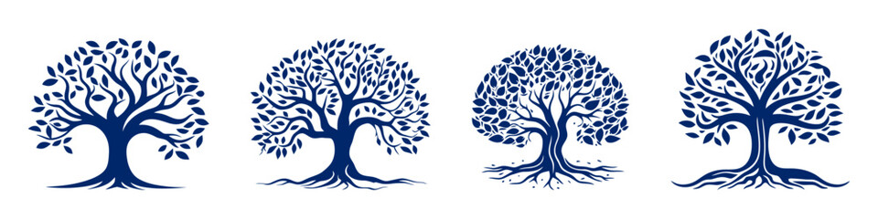 Set of logo tree. logo design vector illustration.
