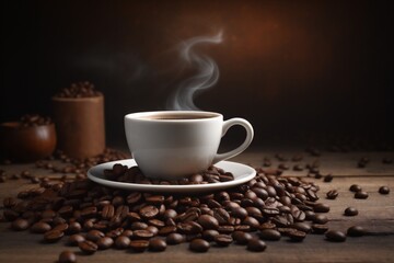 espresso brown drink cup cafe morning bean aroma breakfast mug. Generative AI.