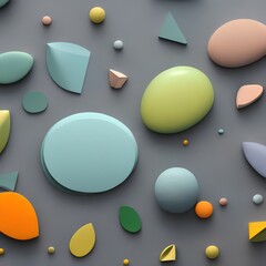 231 Abstract Shapes: A creative and artistic background featuring abstract shapes in soft and muted colors that create a dreamy and whimsical atmosphere1, Generative AI