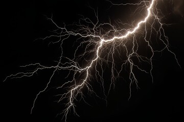 Lightning strike on black background stormy sky made with generative AI