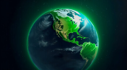 Fototapeta na wymiar Green World Map. World Map Green Planet Earth Day or Environment day Concept. Generative AI