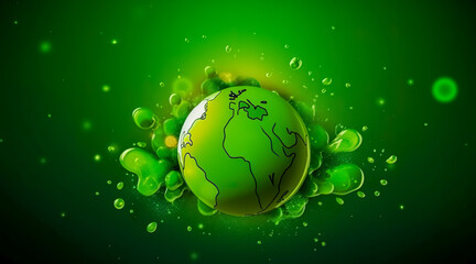 Fototapeta premium Green World Map. World Map Green Planet Earth Day or Environment day Concept. Generative AI
