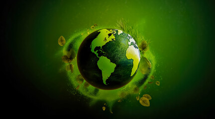 Obraz na płótnie Canvas Green World Map. World Map Green Planet Earth Day or Environment day Concept. Generative AI