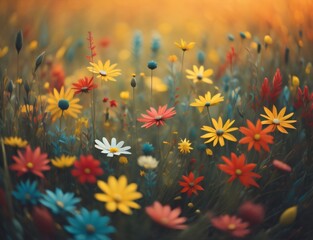 Obraz na płótnie Canvas Colorful abstract flower meadow illustration. Generative AI.